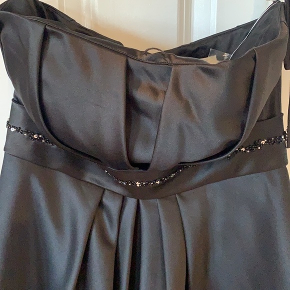 NWT Bill Levkoff Black Curo Satin Bubble Strapless Dress beads & sequins waist 8 - Picture 6 of 15